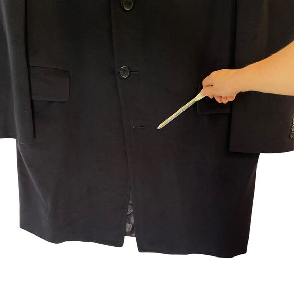 Hart Schaffner & Marx Silver Trumpeter Cashmere Overcoat Men's XL Navy FLAWED - Picture 5 of 16